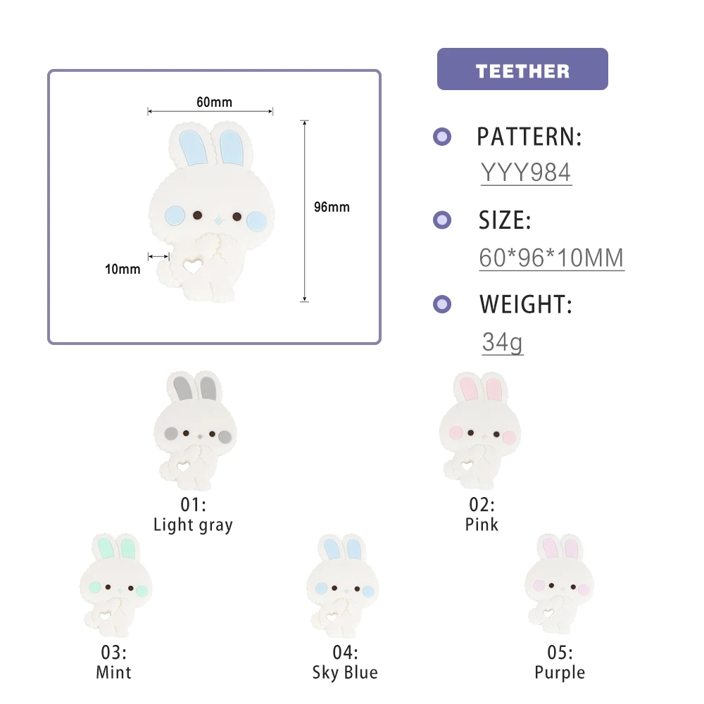 TYRY. HU милый детский Прорезыватель для зубов из пищевого силикона, животные, кошачий кролик, Детские Прорезыватели, ожерелье, игрушки, сделай сам, подарки для новорожденных, игрушки для малышей