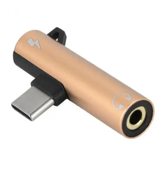 2 в 1 тип-c до 3,5 мм разъем для телефона Adaptador Tipo c для Xiaomi huawei samsung адаптер для наушников зарядный конвертер USB C - Цвет: Золотой
