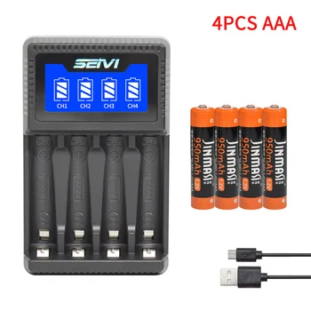 

1.2v ni-mh aaa 3a rechargeable battery aaa 950mAh batteries and usb smart battery charger for aa aaa