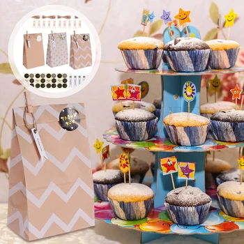 

1 Set Baking Paper Bags Home Candy Food Gift Paper Bags for Bakery Bread