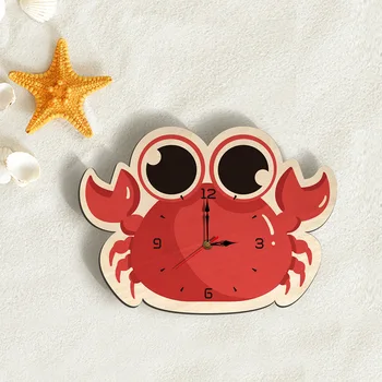 

Creative Cartoon Wall Clock Children 's Fun Crab Wall Clock Print Wooden 9 Mm Sheet Loudspeaker Mute 0.4g
