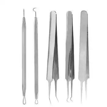 

Blackhead Whitehead Pimple Spot Comedone Extractor Remover Popper Tool Kit 5Pcs