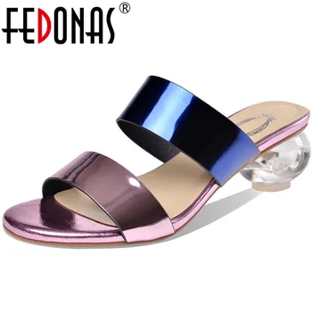 

FEDONAS Sexy Mixed Colors Vintage Women Slippers 2020 Summer Newest High Heels Sandals For Girls Night Club Party Shoes Woman