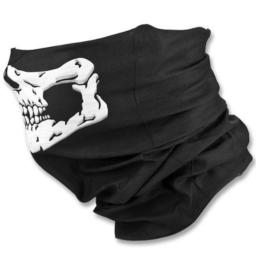 FancyQube New Scarf Mask Variety Turban Magic Scarves Face Mesh Headband Skull Neck Bandanas - Color: Black