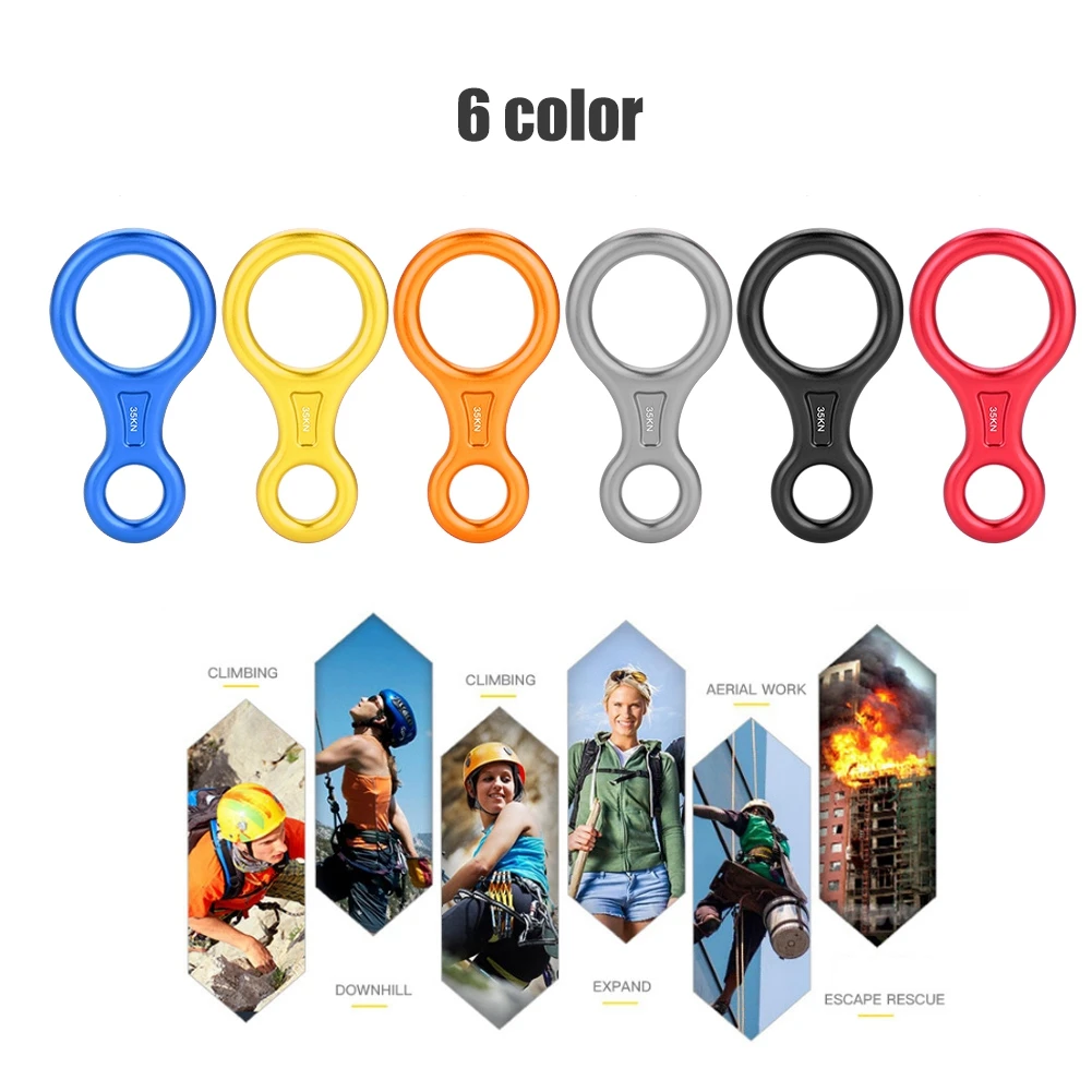 Rock Climbing Descender 35KN Figure 8 Word Rope Rappel Ring Downhill Eight Rappelling Gear Belay Device Equipment | Спорт и