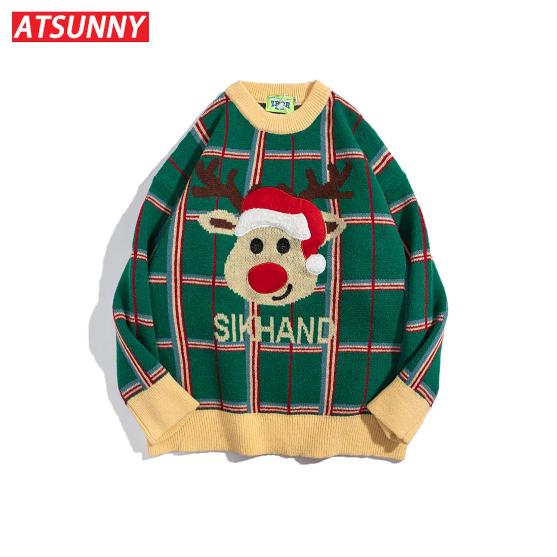 Свитер с лосем ATSUNNY Christmas модные Мультяшные вязаные свитера пуловеры стиль