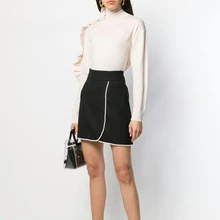 Женская юбка осень/зима Женская жемчужная боковая мини-юбка