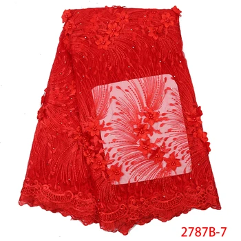 

Embroidered Tulle Lace Red Fabric 2019 Latest Nigerian Laces Fabric High Quality African Lace Fabric For Wedding QF2787B-7
