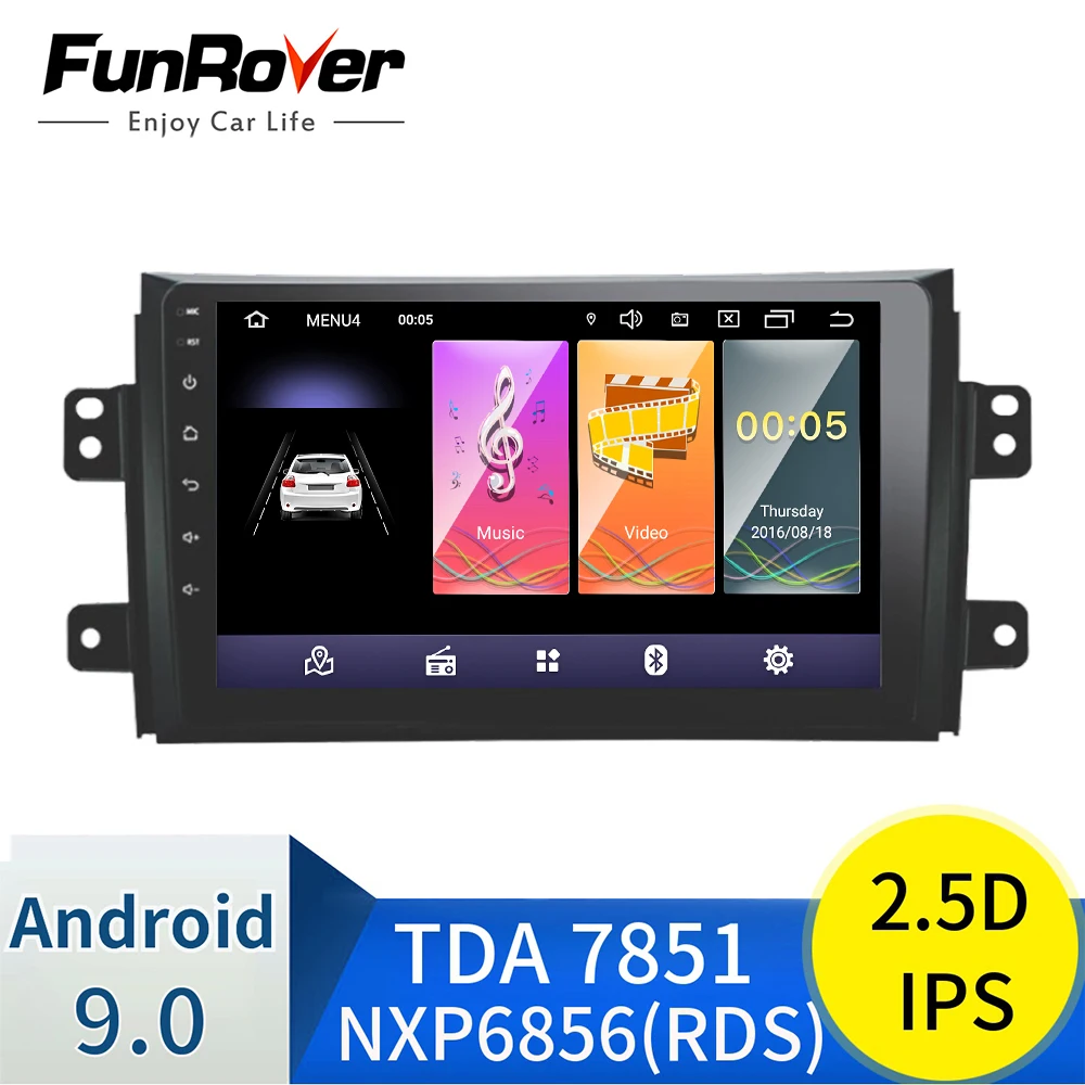 Funrover 2.5D + ips Android 9 0 автомобильный dvd плеер для Suzuki SX4 2006 2013 Радио gps навигация