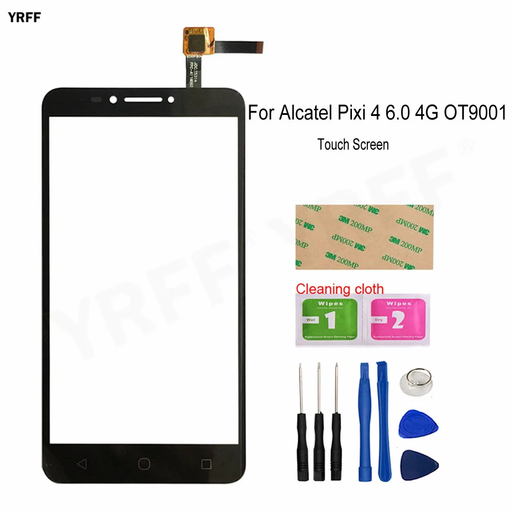 Phone Front Glass Panel Lens Sensor For Alcatel Pixi 4 6.0 4G OT 9001 9001A 9001D 9001X Touch Screen Digitizer Assembly Parts | Мобильные