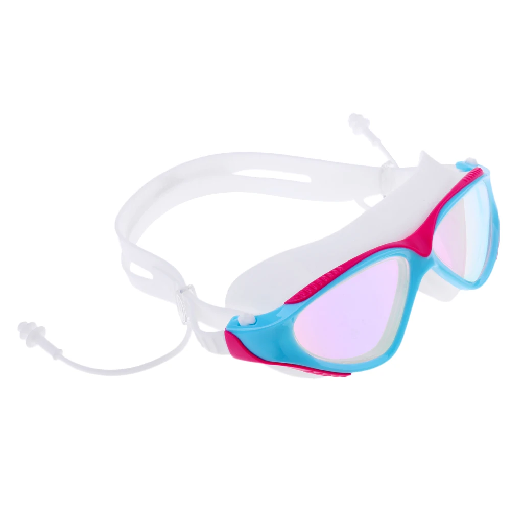 Men Women UV Protection Silicone Strap  Anti Fog Swimming Goggles Glasses with Storage Case & Ear Plugs 