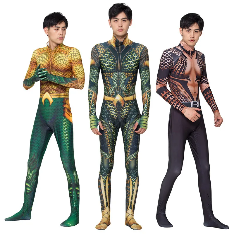 DC Movie Comics Flesh-colored Golden Aquaman Children Adult Cosplay Bodysuit Halloween Party Perfor