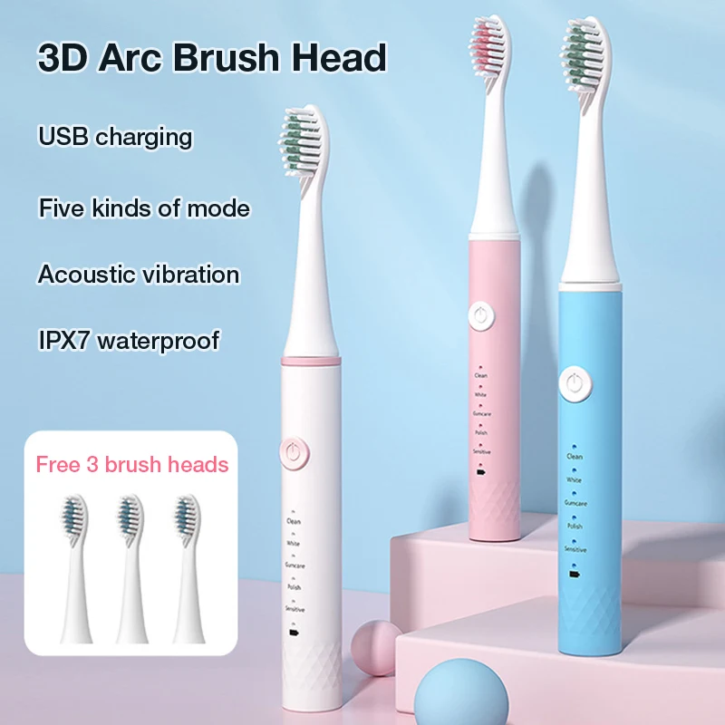 Sonic Electric Toothbrush Adult Timer Brush 5 Mode USB Charger Rechargeable Tooth Brushes