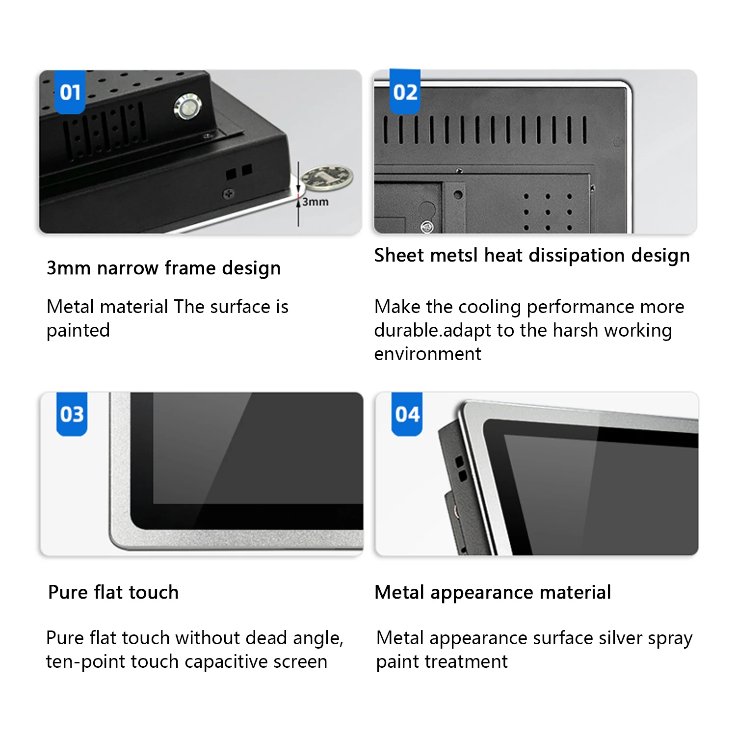 산업용 임베디드 미니 컴퓨터, 정전식 터치 스크린, 올인원 PC, Win10 Pro용 4G RAM 64G SSD, 15 17 19 21.5 인치