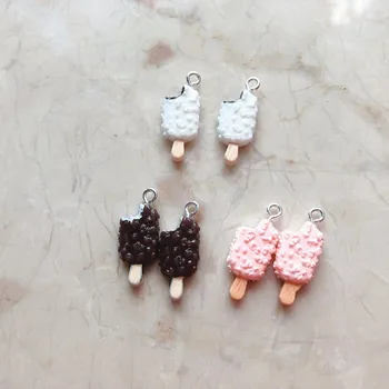 

10pcs/pack Ice Cream Popsicle Ice-sucker Resin Charms Pendant Plastic Ball Charms for Jewelry Making