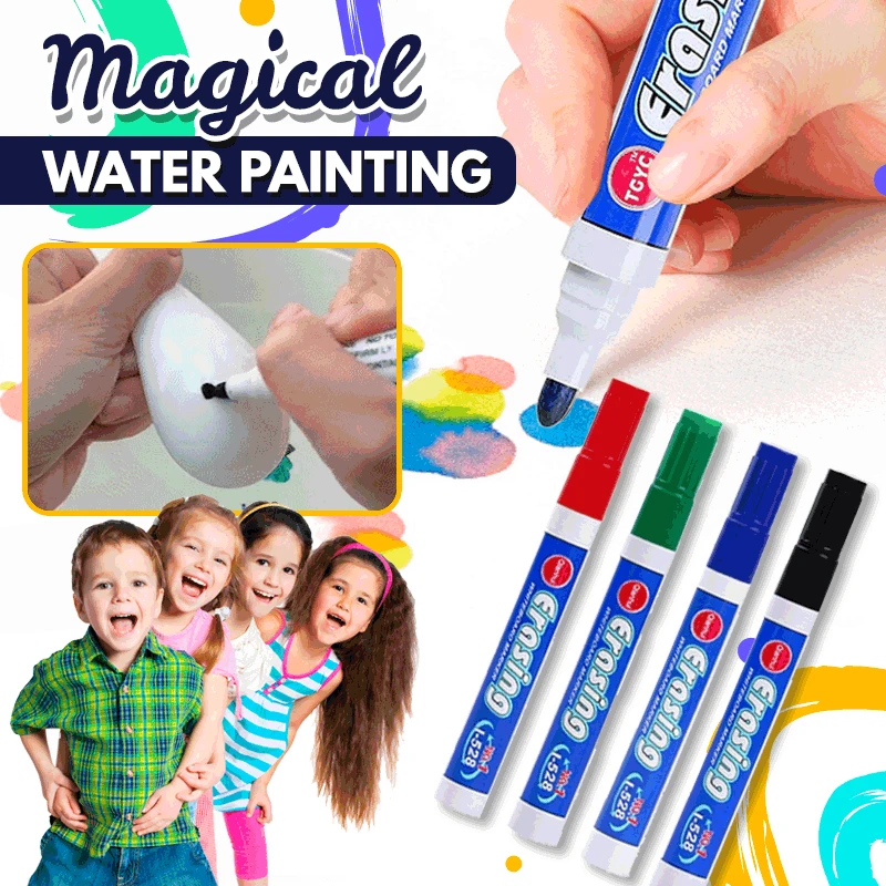 4pcs/set Magical Water Floating Painting Erasable Color Marker Pen Easy To Wipe Whiteboard Pen Students Drawing Coloring Pen - Paint By Number Paint Refills - AliExpress