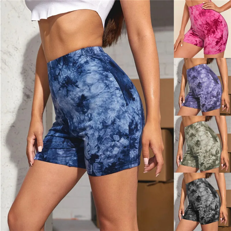 

2020 Summer Fashion Tie-Dyed High Waist Shorts Women Casual Sport Beach Soft High Elasticity Shorts