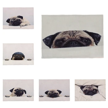 

Funny Pug Daily Restaurant Coaster Napkin Napkin Placemat Polyester And Linen Couple Children Can Be Customized Quilt 32 * 45