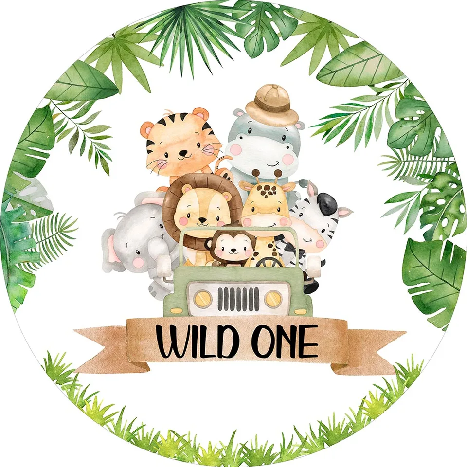 Sfondo Per Festa Primo Compleanno A Tema Safari | Poster 150x90 Cm Con Animali Della Giungla | Per Decorazioni E Foto | Wild One