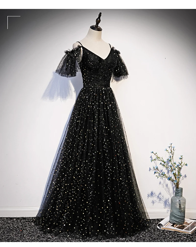 WLN18512 janceber, вечерние платья, длинные, с коротким рукавом, на тонких бретелях, с блестками, длина до пола, торжественное платье, vestidos noche mujer