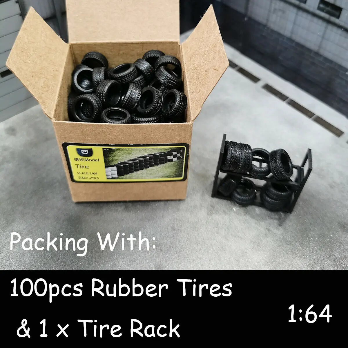 Photo Product DIY 1/64 Car Model Rubber Tire Diorama Accessories 100PCS/Box Tire Rubber 3 Scales (1/641/431/32)
