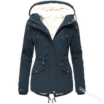 

Autumn and Winter New Women Cotton Clothing Solid Color Cotton Hooded Women Jacket Thickened Warm Cotton Clothing Women