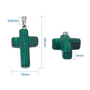 

1 Box 50pcs Stone Cross Gemstone Pendants Sets with Metal Findings Hole: 6x3mm