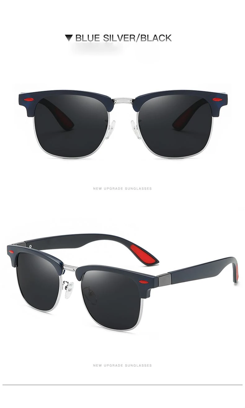 Мужские поляризационные солнцезащитные очки без оправы, винтажные Роскошные брендовые дизайнерские красные очки с заклепками, UV400 Солнцезащитные очки для мужчин wo men