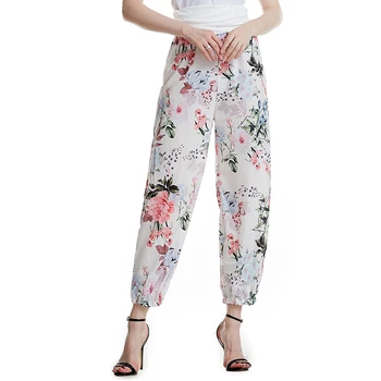 

Plus Size Sexy Womens Wide Leg Harem Pants Elastic Ladies Bodycon Floral Print Stretch Trousers 2019