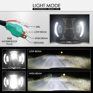 Image 2 - 7X6 75W Car LED Headlights 6000K 8000LM Running Light Hi Lo Beam For Jeep Wrangler YJ Cherokee XJ H5054 H6054LL 6052 6053