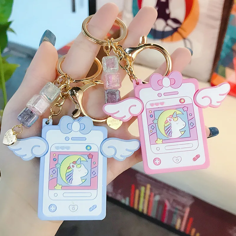 

Fashion Cute Soft Sister Notepad Key Ring Cartoon Unicorn Pendant Key Chains Girls Auto Metal Soft Plastic Key Chain Wholesale