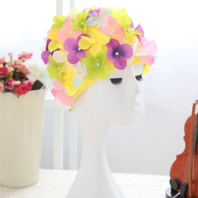 Women 3D Petal Swimming Caps For Long Hair Outdoor 5 Colors Women Personalized Flowers Design Cap Delicate Swimming Cap