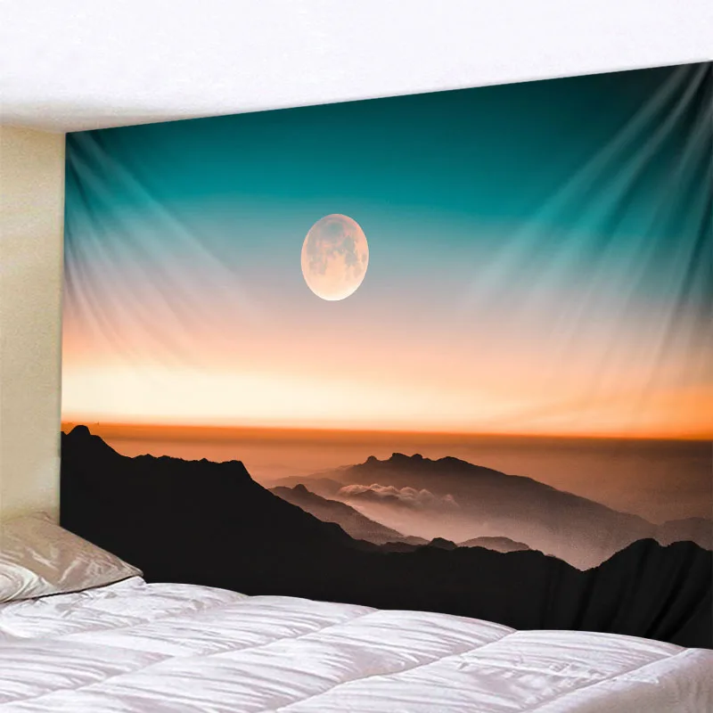 Milky Way Night Sky Tapestry Moon Night Starry Sky Landscape Tapestry Bohemian Psychedelic Home Living Room Bedroom Decoration Tapestry Decor