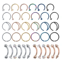 6 шт./лот Пирсинг живота Кольца для носа ушной хрящ Хеликс трагус обручи перегородка для бровей ниппель пирсинг пупка женские украшения для тела