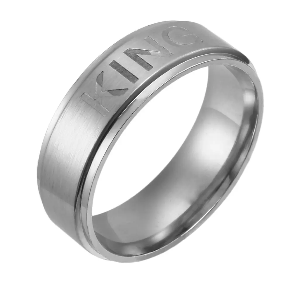 Fashion 1pcs Simple Stainless Steel King Or Queen Ring For Women Lovers