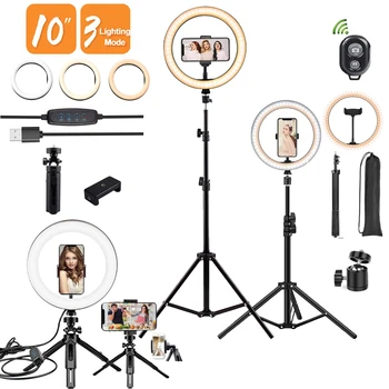 

26cm LED Selfie Ring Light Circle Fill Light Photography RingLight Dimmable Lamp Trepied Desktop Phone Mini Stand Holder Tripod