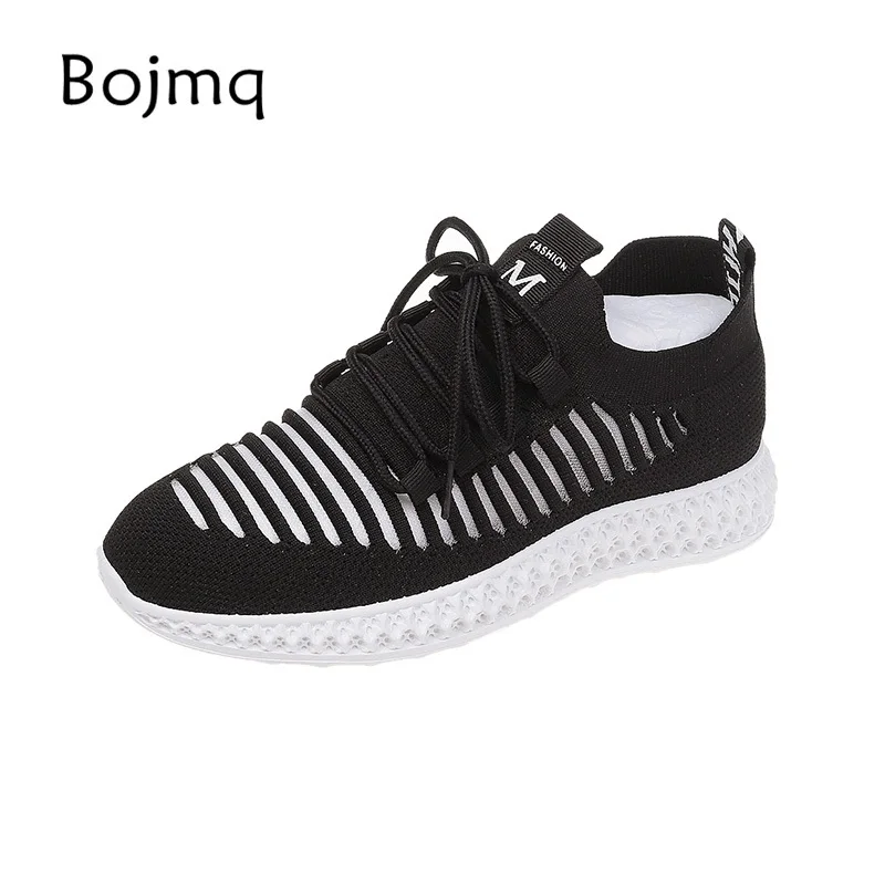 Bojmq tenis feminino; Новинка года; женская мягкая спортивная обувь; светильник; женская обувь для тенниса; женские устойчивые спортивные кроссовки; кроссовки - Color: Black