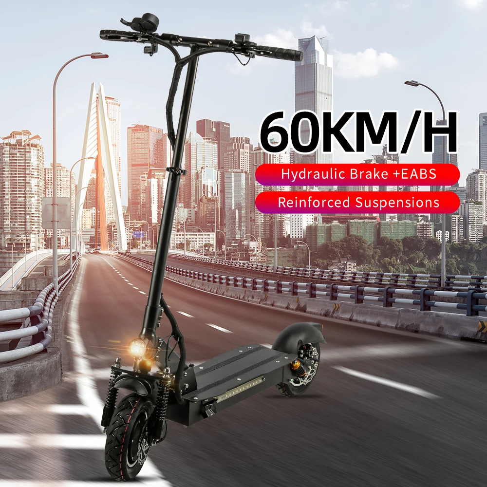 Clearance Halo Knight 10inch Dual Motors Electric Scooter With Seat Adult Foldable 48V 2400W E Scooter  60KM/H High Speed 0