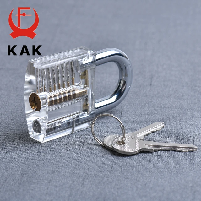 KAK Transparent Visible Pick Cutaway Practice Padlock Lock With Broken Key Removing Hook Kit Extractor Set Locksmith Wrench Tool 5