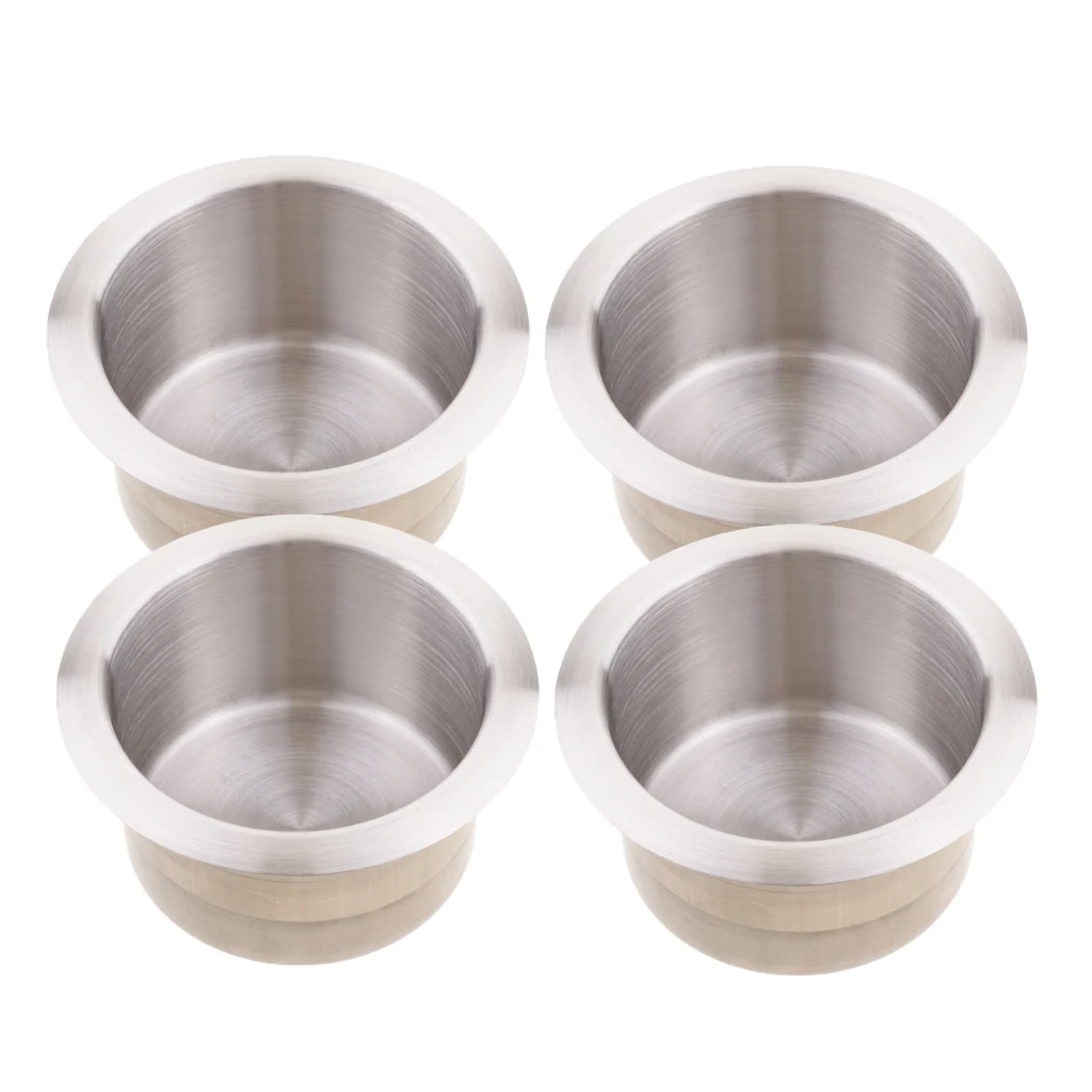 4pcs Stainless Steel Cup Drink Holder Mount for Marine Yacht Truck RV 85x55mm