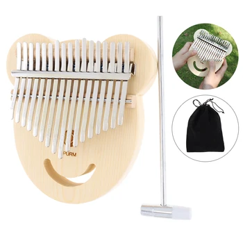 

17 Keys Spruce Bear Face Shape Thumb Piano Kalimba Mbira with Tuning Hammer