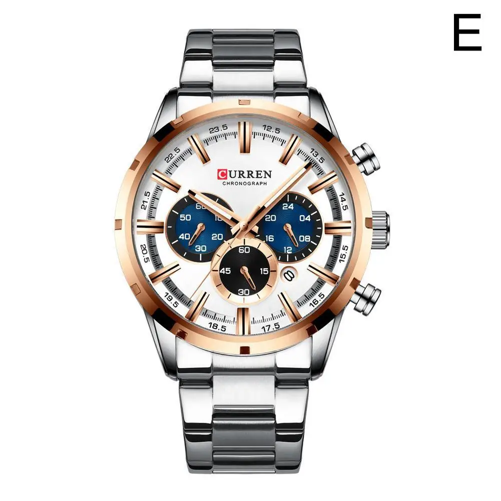 A rose gold CURREN, водонепроницаемые кварцевые мужские часы, черные, деловые, повседневные, цифровые часы, шесть игл, календарь, наручные часы, Лидирующий бренд, роскошные часы - Цвет: A rose gold