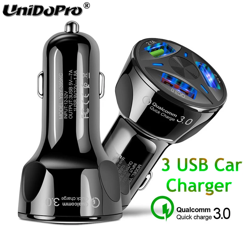 Автомобильное зарядное устройство 3USB QC 3 0 + 2x 2.1A для iPhone 12 11 Pro X XR XS Max Galaxy S10 S10e S9 S8 Note