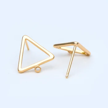 

10pcs Gold plated Brass Triangle Ear Posts, Geometric Stud Earrings 12x11mm (GB-957)