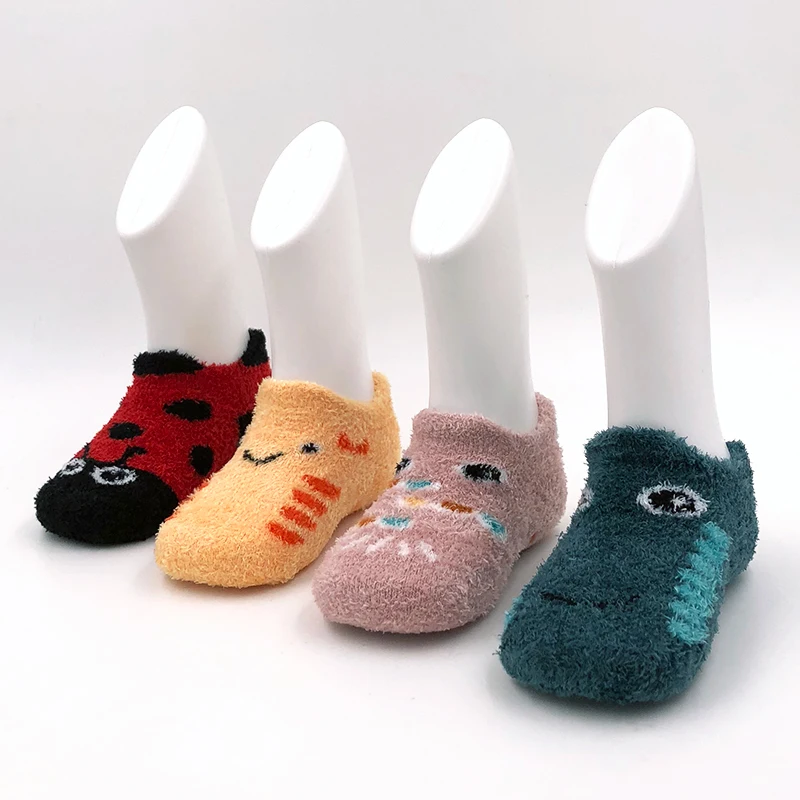 Детские носки для новорожденных девочек с изображением лотоса милые теплые мягкие нескользящие носки-тапочки с рисунками животных для маленьких мальчиков детские зимние носки
