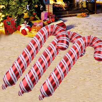 

6pcs Big Vibrant Merry Christmas Candy Cane Cartoon Xmas Foil Balloon Decoration Home Party Birthday Wedding Decoration