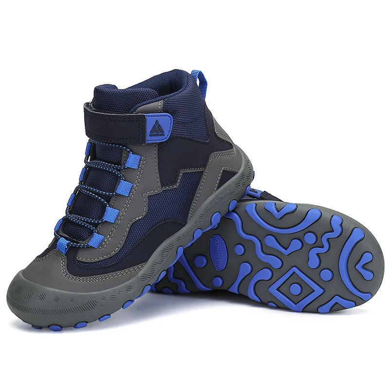 Осенняя походная обувь; Детские уличные кроссовки для мальчиков и девочек; треккинговые ботинки до лодыжки; Детские Зимние треккинговые ботинки; дышащие tenis infantil - Цвет: Синий