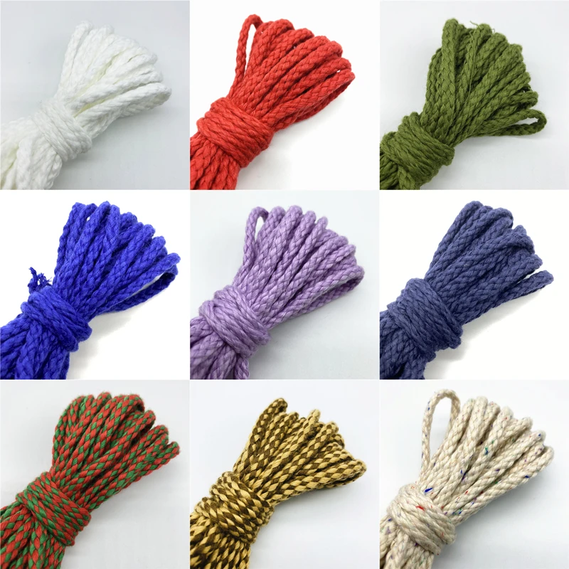 Cotton Rope 5yards 5mm Decorative Twisted Braided Cord for Handmade Decoration DIY Lanyard