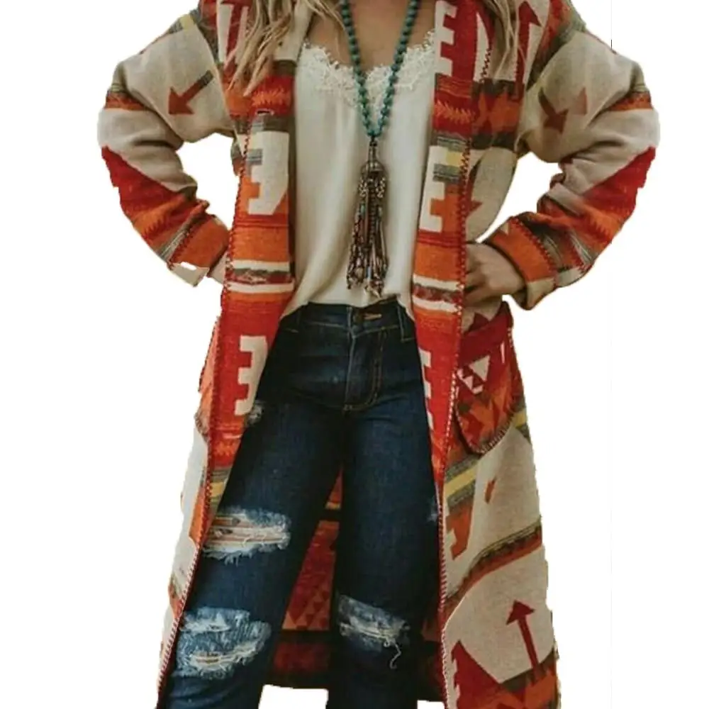 ^*Best Offers Women Long Sleeve Print Sweater Cardigan Open Front Jacket Coat Femininas Sueter Mujer Overcoat Tops