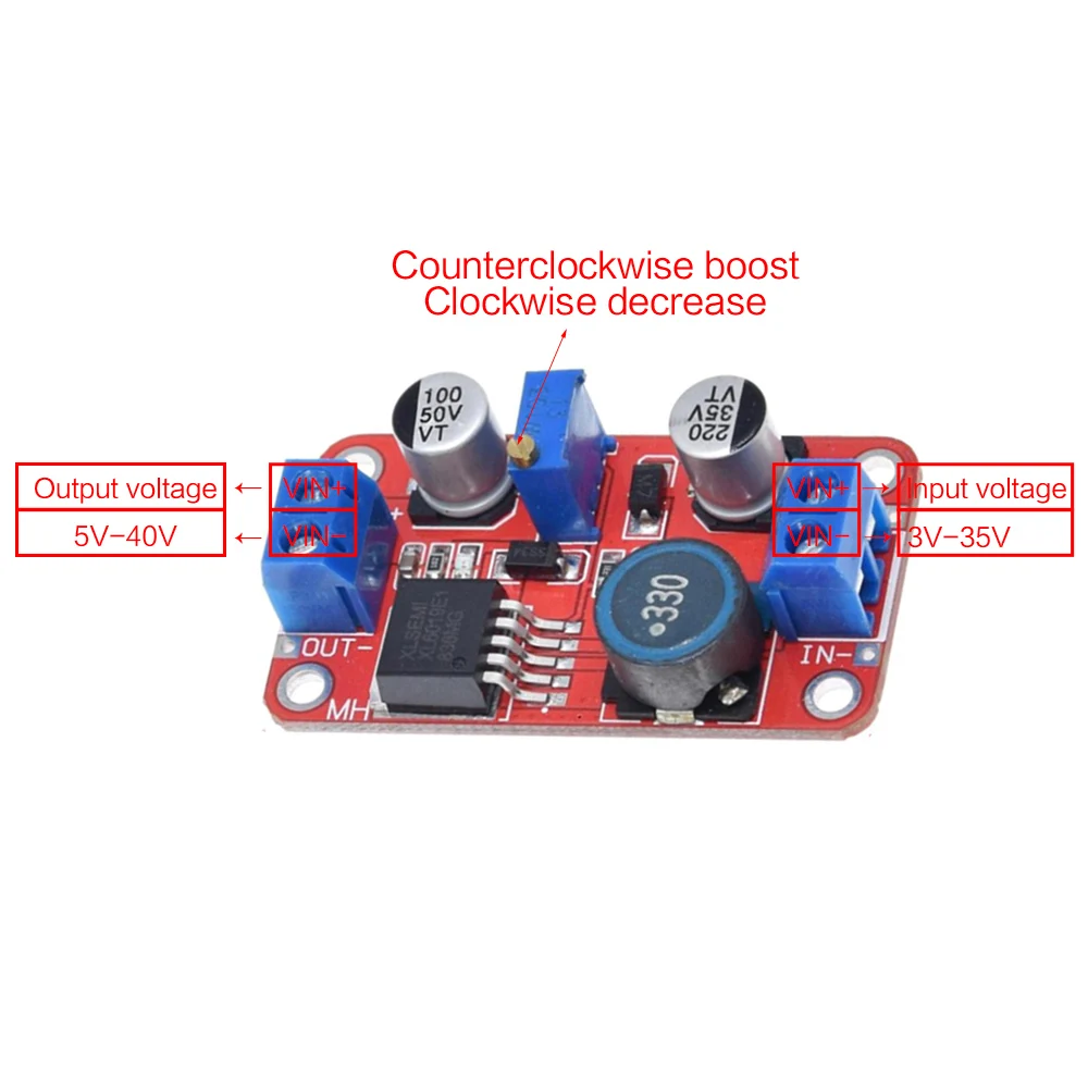 1 шт. 5A XL6019 Мощный регулируемый DC-DC повышающий силовой модуль Boost преобразователь